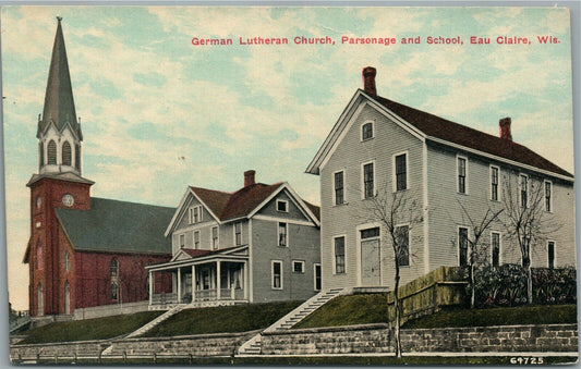 EAU CLAIRE WI GERMAN LUTHERAN CHURCH ANTIQUE POSTCARD