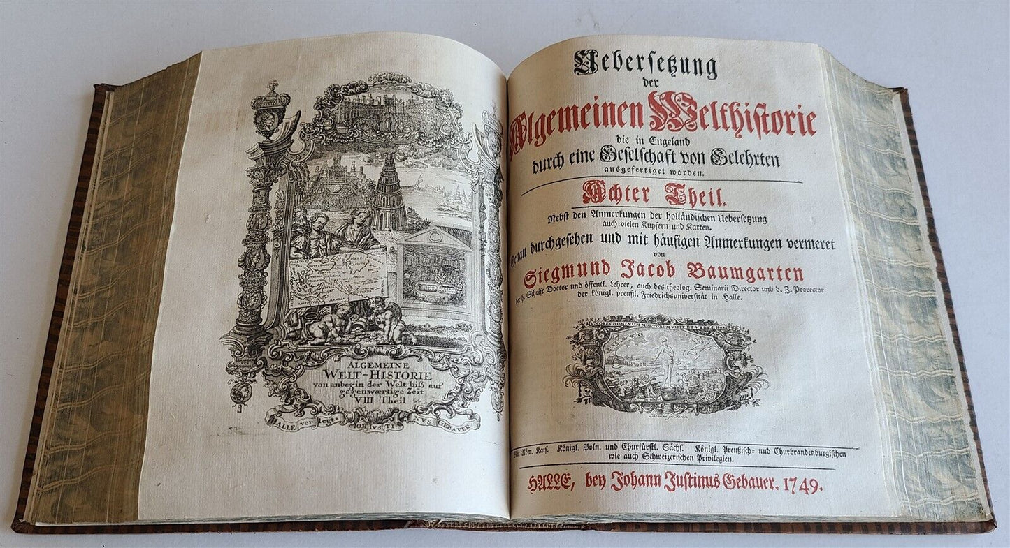 1748 WORLD'S HISTORY in GERMAN antique w/MAPS of EGYPT PALESTINE SYRIA MACEDONIA