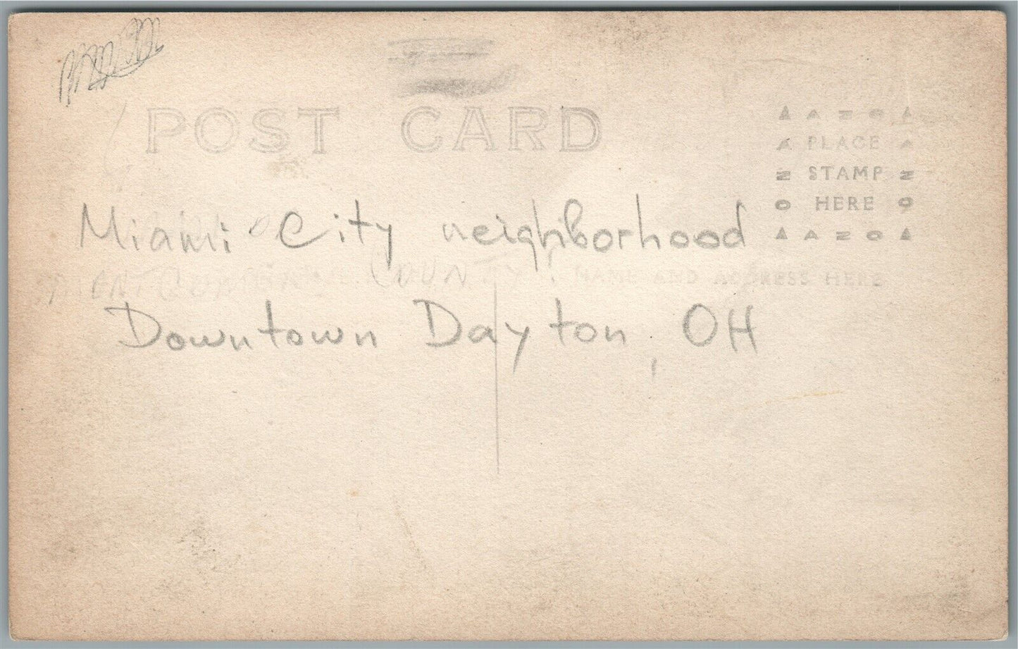 DAYTON OH MIAMI CITY NEIGHBORHOOD ANTIQUE REAL PHOTO POSTCARD RPPC