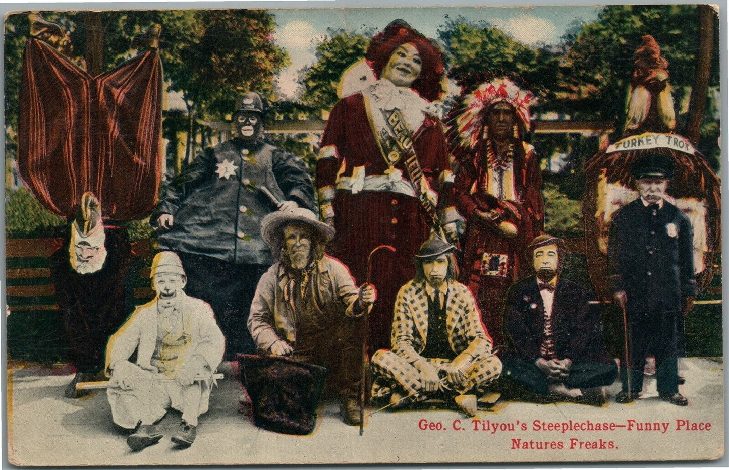 CONEY ISLAND NY STEEPLECHASE FUNNY PLACE NATURES FREAKS ANTIQUE POSTCARD