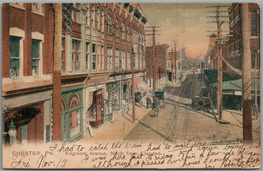 CHESTER PA EDGEMOND AVENUE ANTIQUE POSTCARD