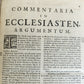 1725 COMMENTARIUS in ECCLESIASTEN PIGSKIN BOUND FOLIO w/ CLASPS antique