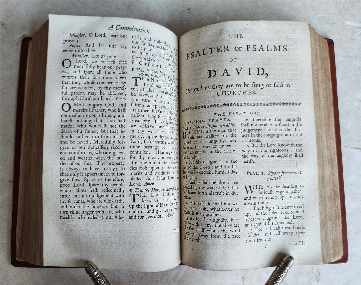 1769 BOOK of COMMON PRAYER w/ PSALTER in ENGLISH antique