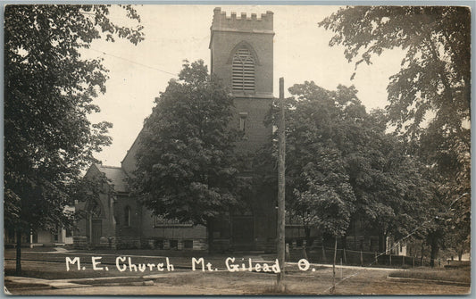 MT. GILEAD OH M.E. CHURCH ANTIQUE REAL PHOTO POSTCARD RPPC
