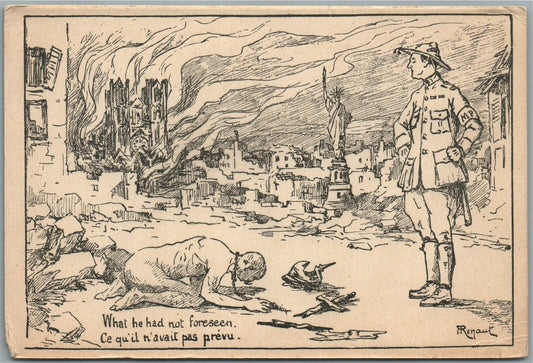 ANTI-AMERICAN FRENCH WWI ERA ANTIQUE POSTCARD