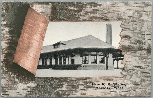 ANDOVER MA NEW RAILROAD STATION RAILWAY DEPOT ANTIQUE POSTCARD