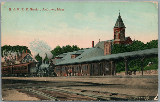 ANDOVER MA RAILROAD STATION RAILWAY DEPOT ANTIQUE POSTCARD