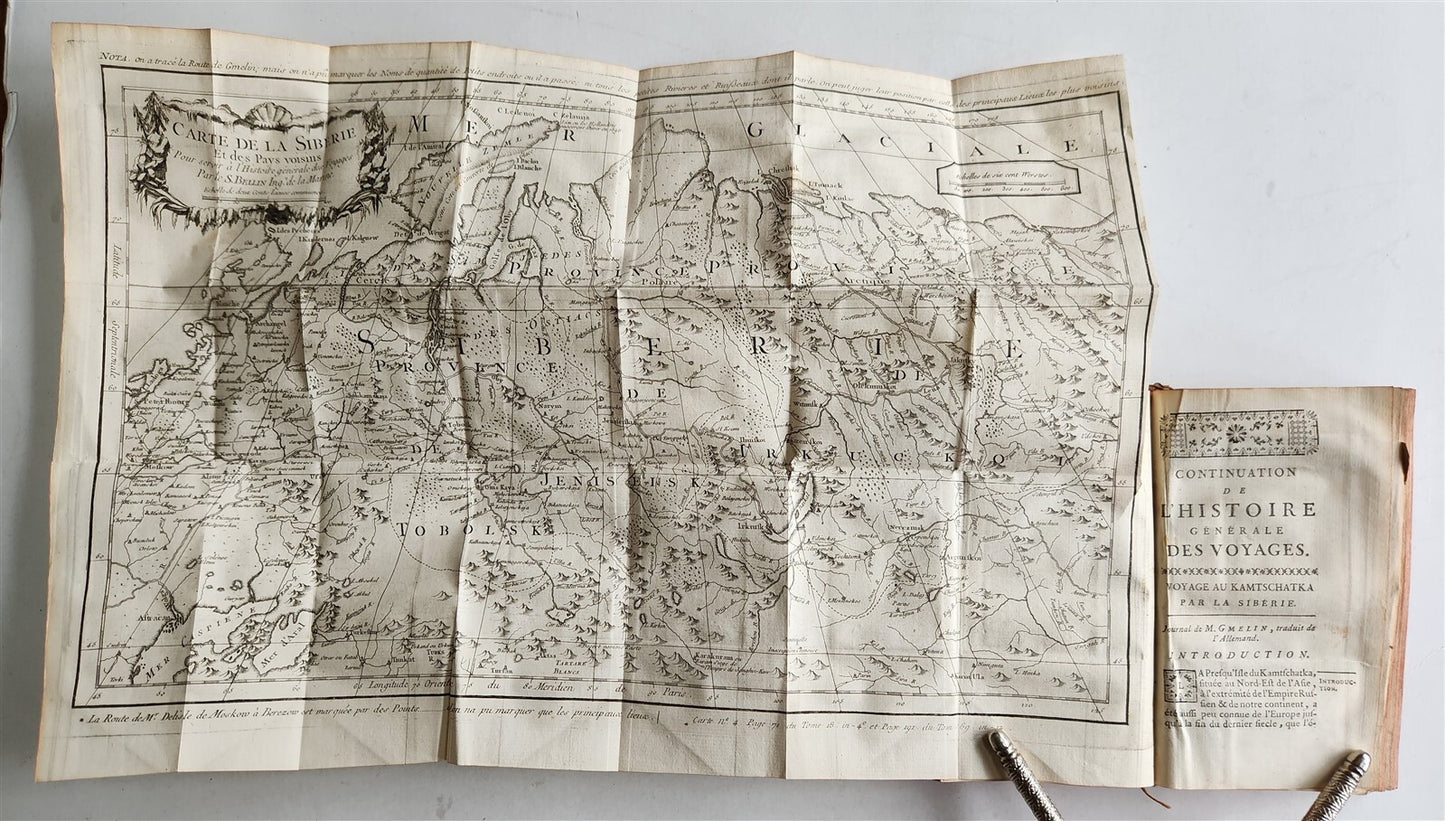 1768 HISTOIRE des VOYAGES VOL.69 antique illustrated ICELAND & SIBERIA RUSSIA