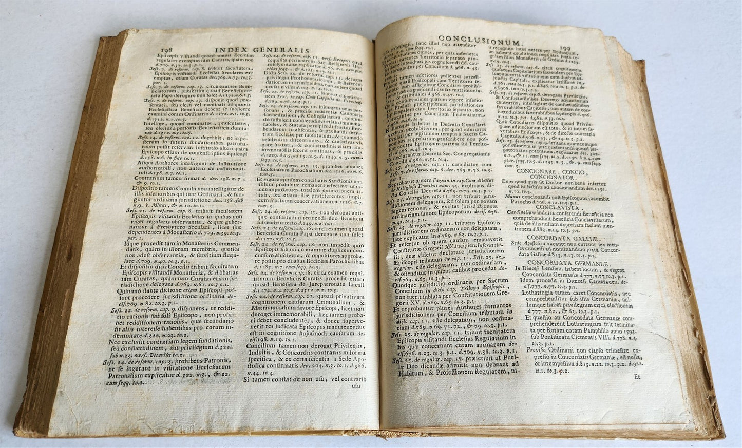1720s LAW BOOK INDEX GENERALIS CONCLUSIONUM antique VELLUM BOUND FOLIO Vol.1