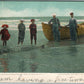 HOLLY BEACH NJ LANDING A MONSTER STURGEON ANTIQUE POSTCARD