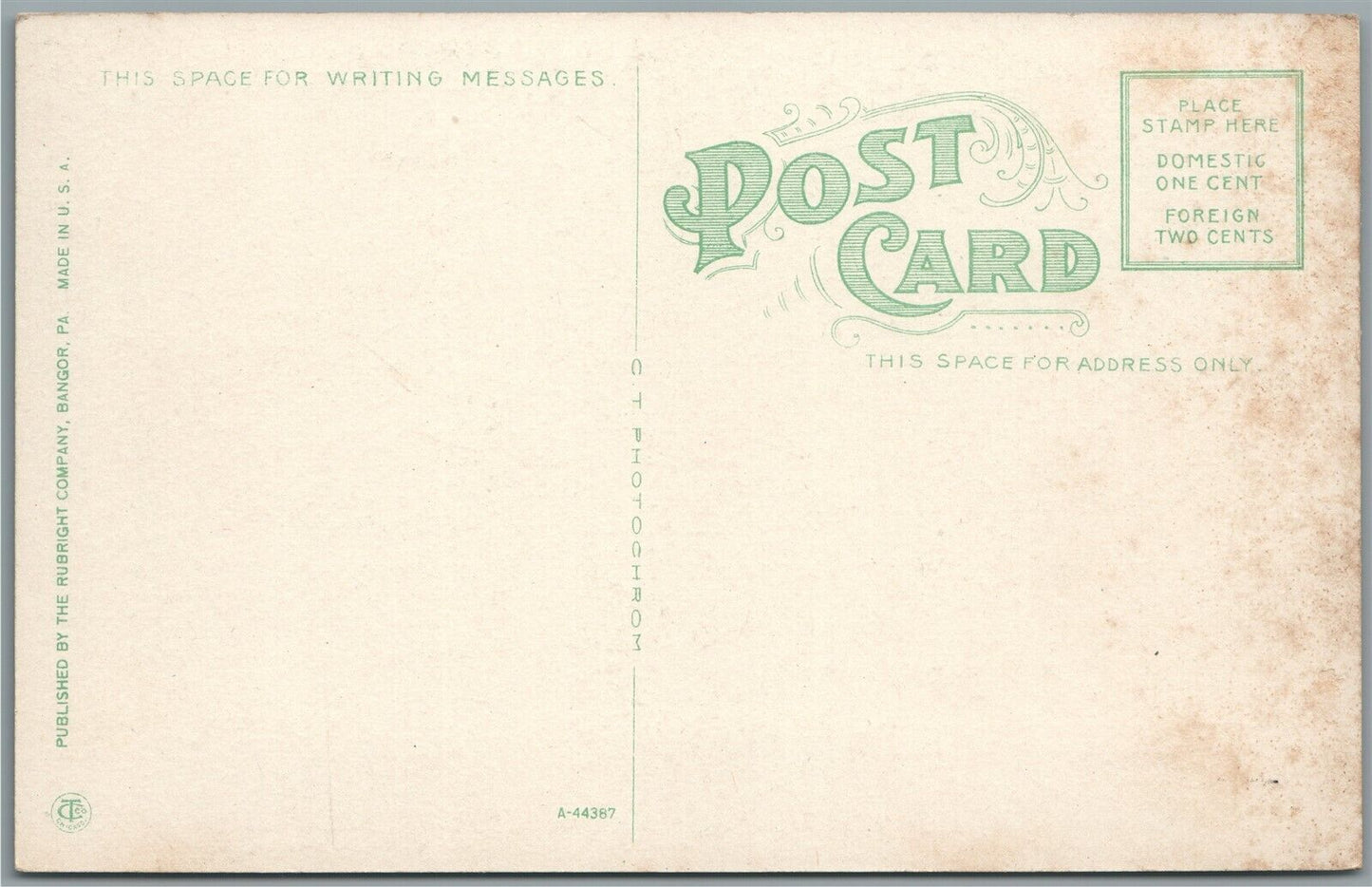 BANGOR PA COLONIAL HOTEL ANTIQUE POSTCARD