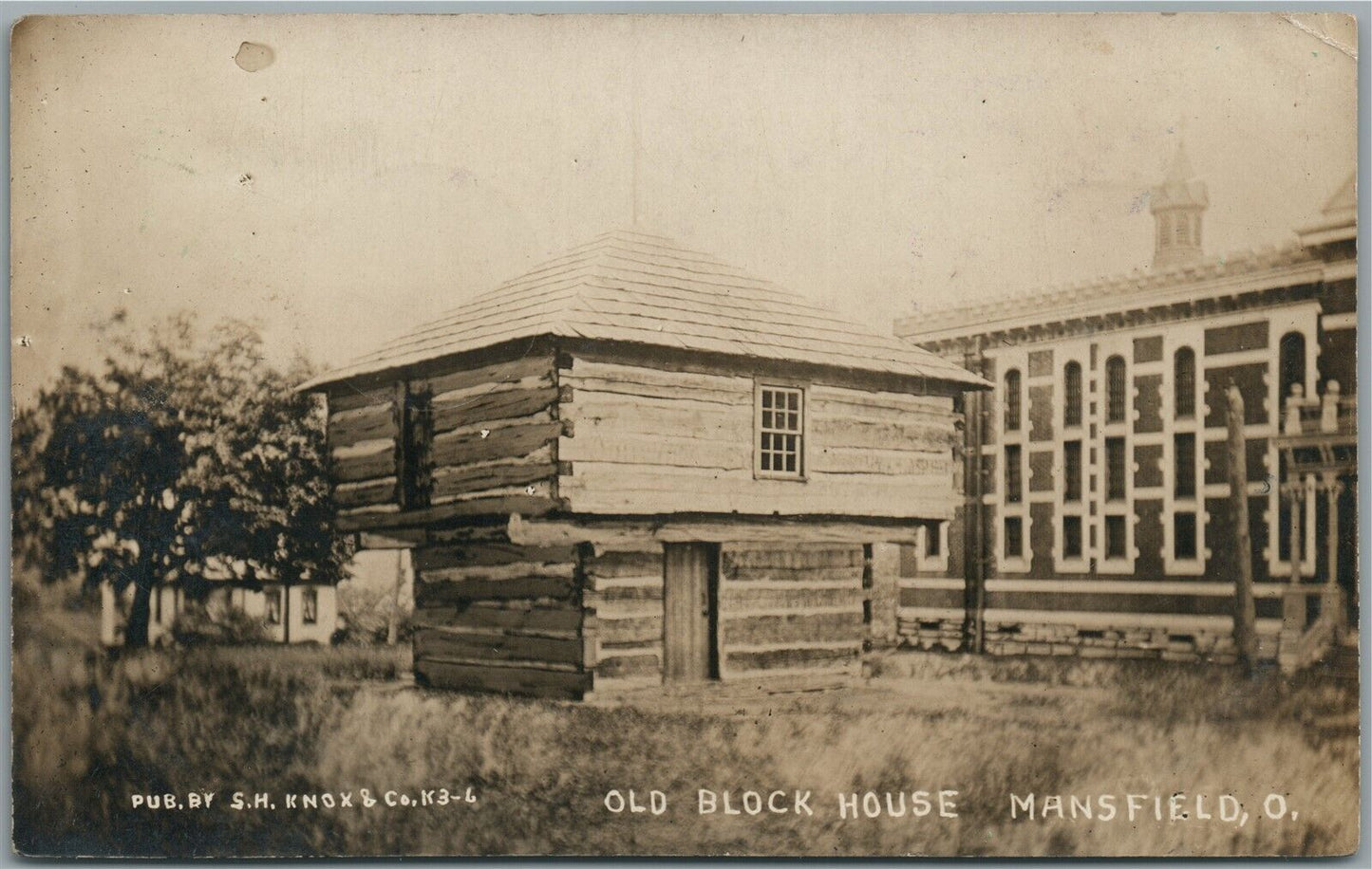 MANSFIELD OH OLD BLOCK HOUSE ANTIQUE REAL PHOTO POSTCARD RPPC