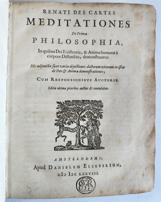 1678 RENE DESCARTES PHILOSOPHY antique VELLUM BOUND