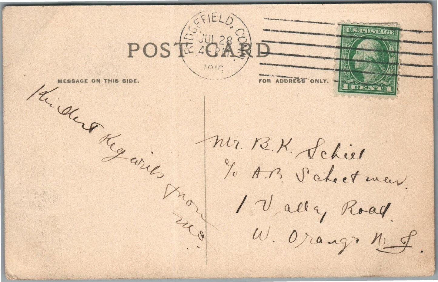 RIDGEFIELD CT MAIN STREET ANTIQUE POSTCARD