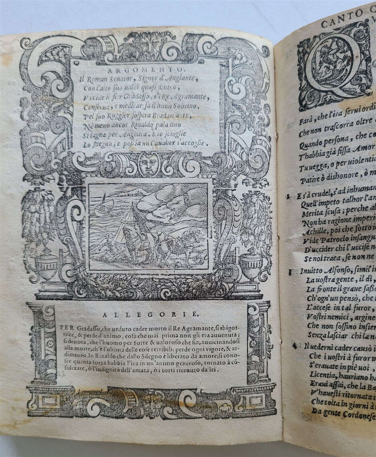 1583 ORLANDO FURIOSO by Ludovico ARIOSTO STRIKINGLY ILLUSTRATED antique vellum