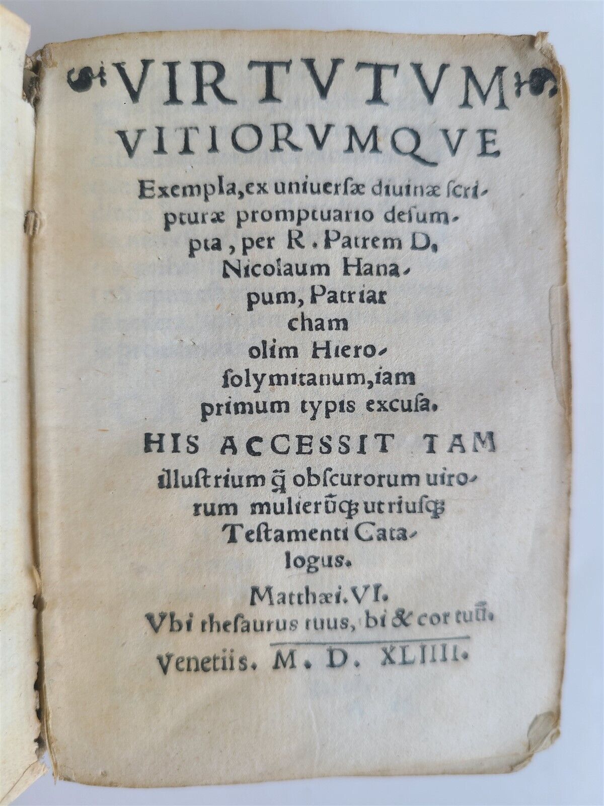 1544 EXAMPLES of VIRTUES & VICES antique 16th CENTURY by Nicola di Hanappes