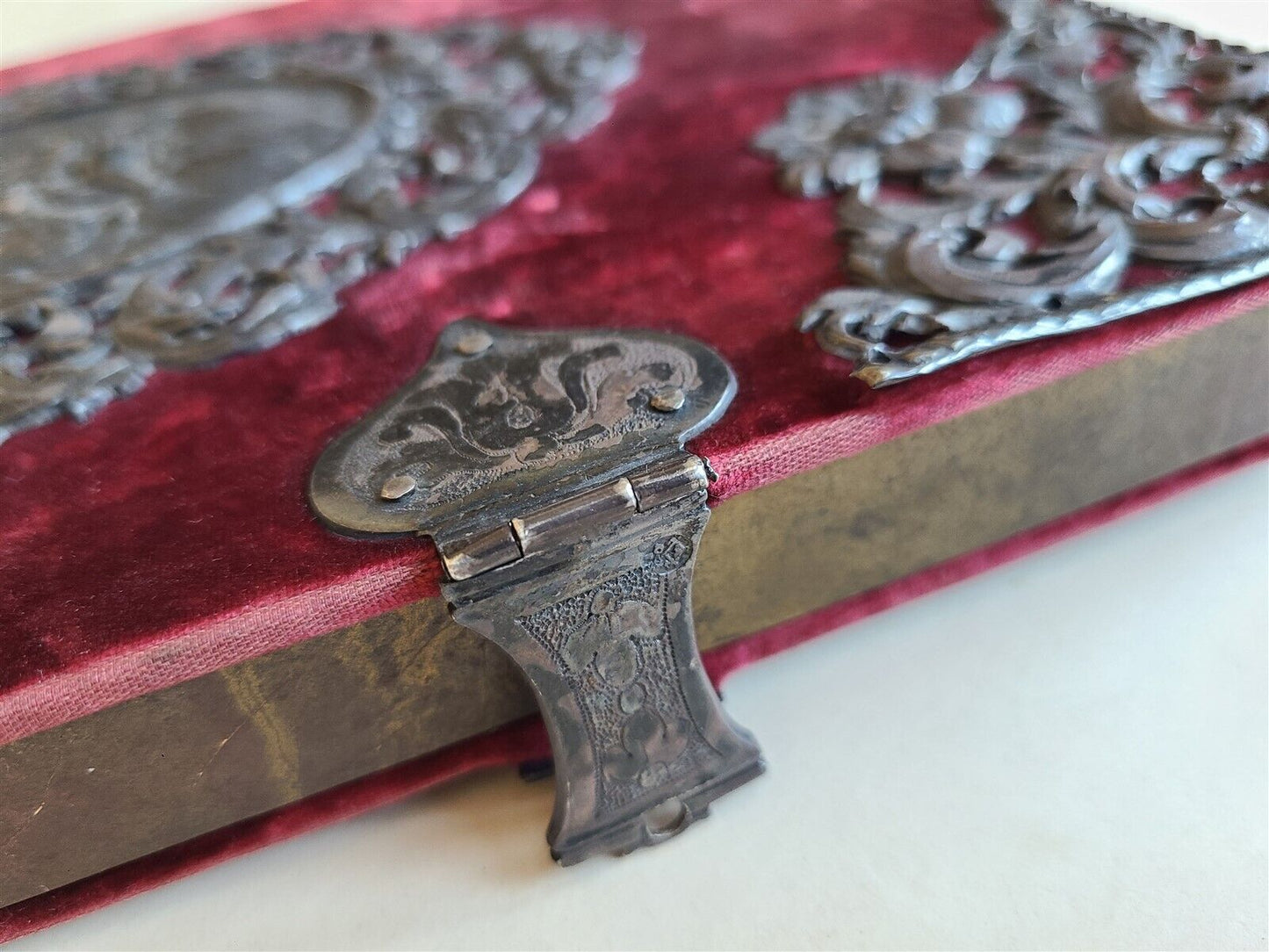 19th CENTURY BIBLE BOX book safe SILVER MOUNTED marked ANTIQUE