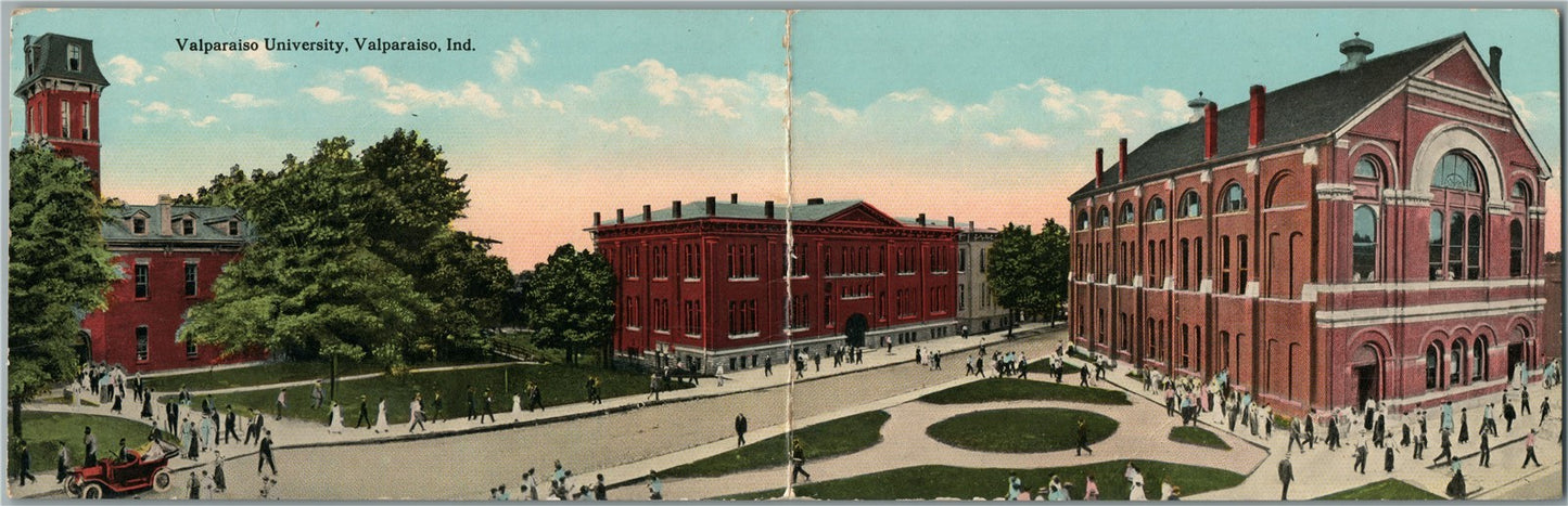 VALPARAISO IN UNIVERSITY SUPPLY STORE ADVERTISING DOUBLE ANTIQUE POSTCARD