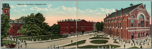 VALPARAISO IN UNIVERSITY SUPPLY STORE ADVERTISING DOUBLE ANTIQUE POSTCARD