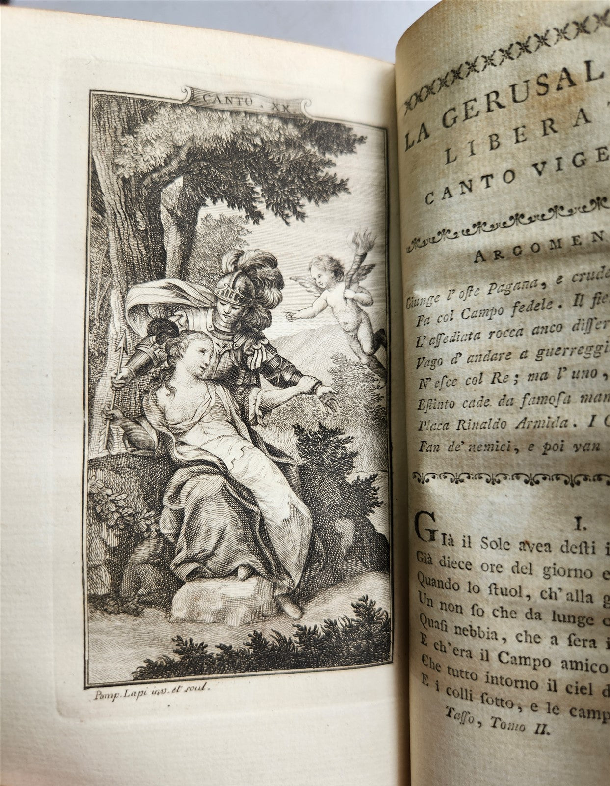 1778 Gerusalemme liberata by TORQUATO TASSO antique ILLUSTRATED 2 volumes