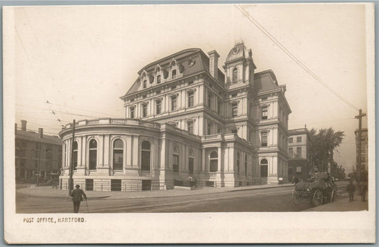 HARTFORD CT POST OFFICE ANTIQUE REA,L PHOTO POSTCARD RPPC