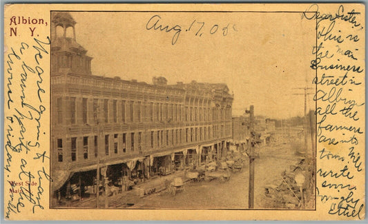 ALBION NY WEST SIDE MAIN STREET ANTIQUE POSTCARD