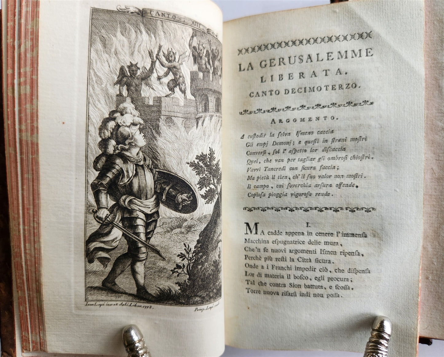 1778 Gerusalemme liberata by TORQUATO TASSO antique ILLUSTRATED 2 volumes