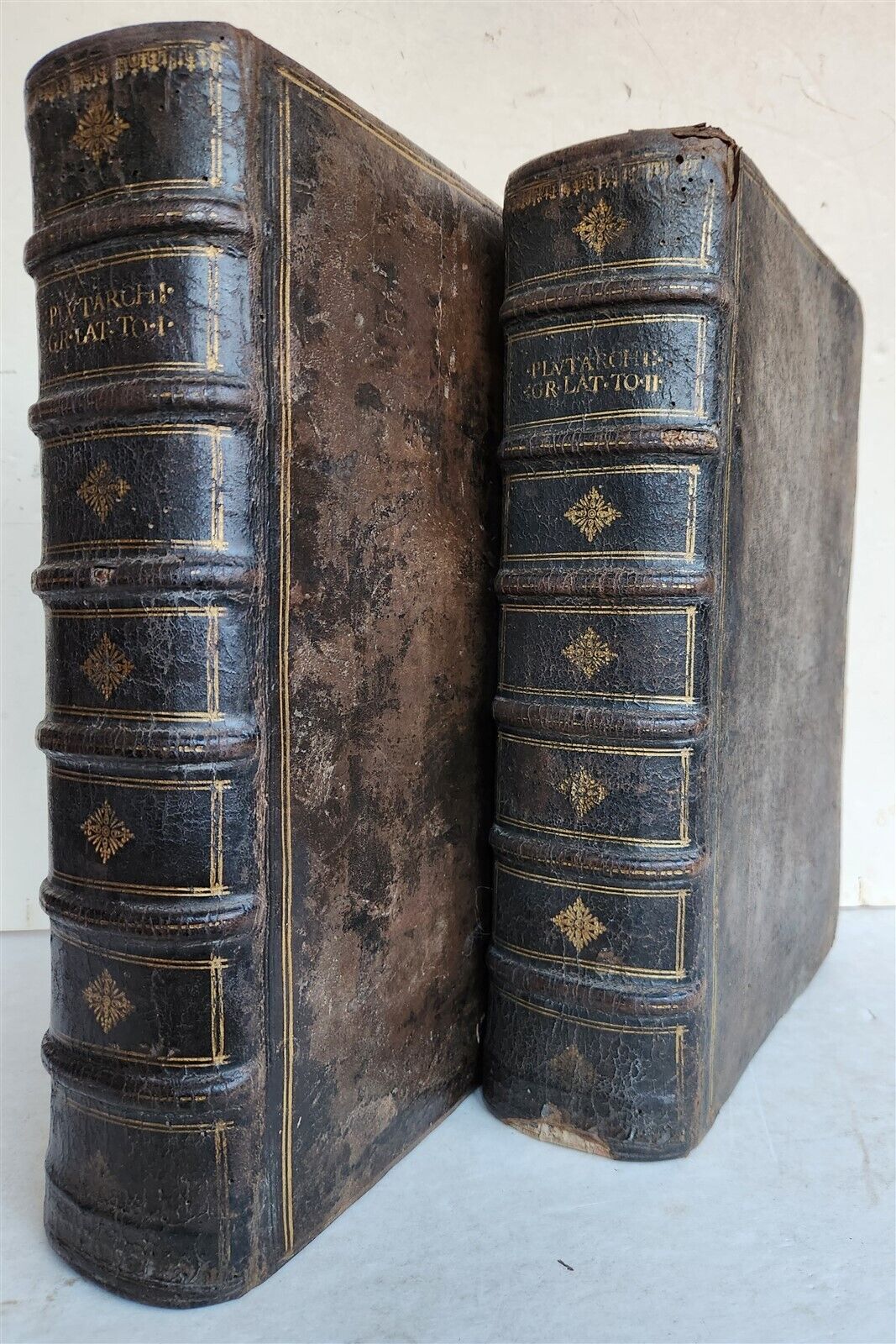 1620 PLUTARCH 2 volumes MORAL WORKS antique in GREEK & LATIN massive folio