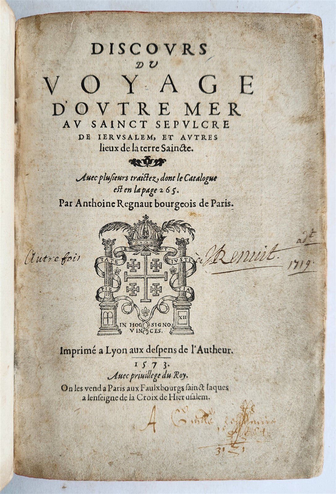 1573 VOYAGE to JERUSALEM & HOLY LAND PLACES antique FULLY ILLUSTRATED w/ MAPS