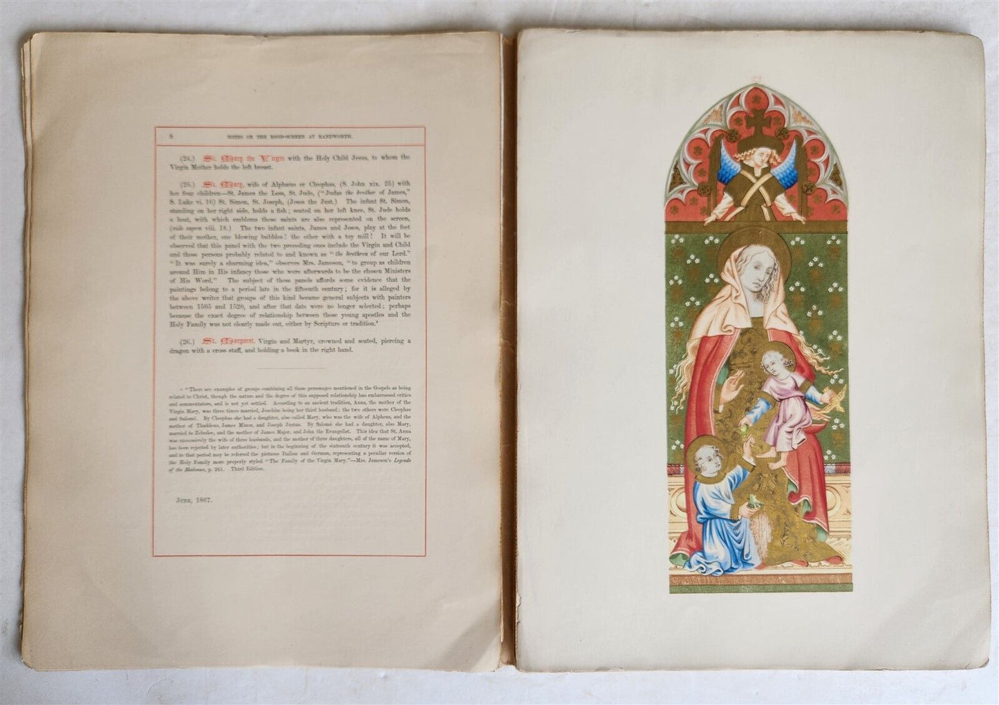 1867 ILLUSTRATIONS of the ROOD SCREEN in RANWORTH antique ILLUSTRATED FOLIO