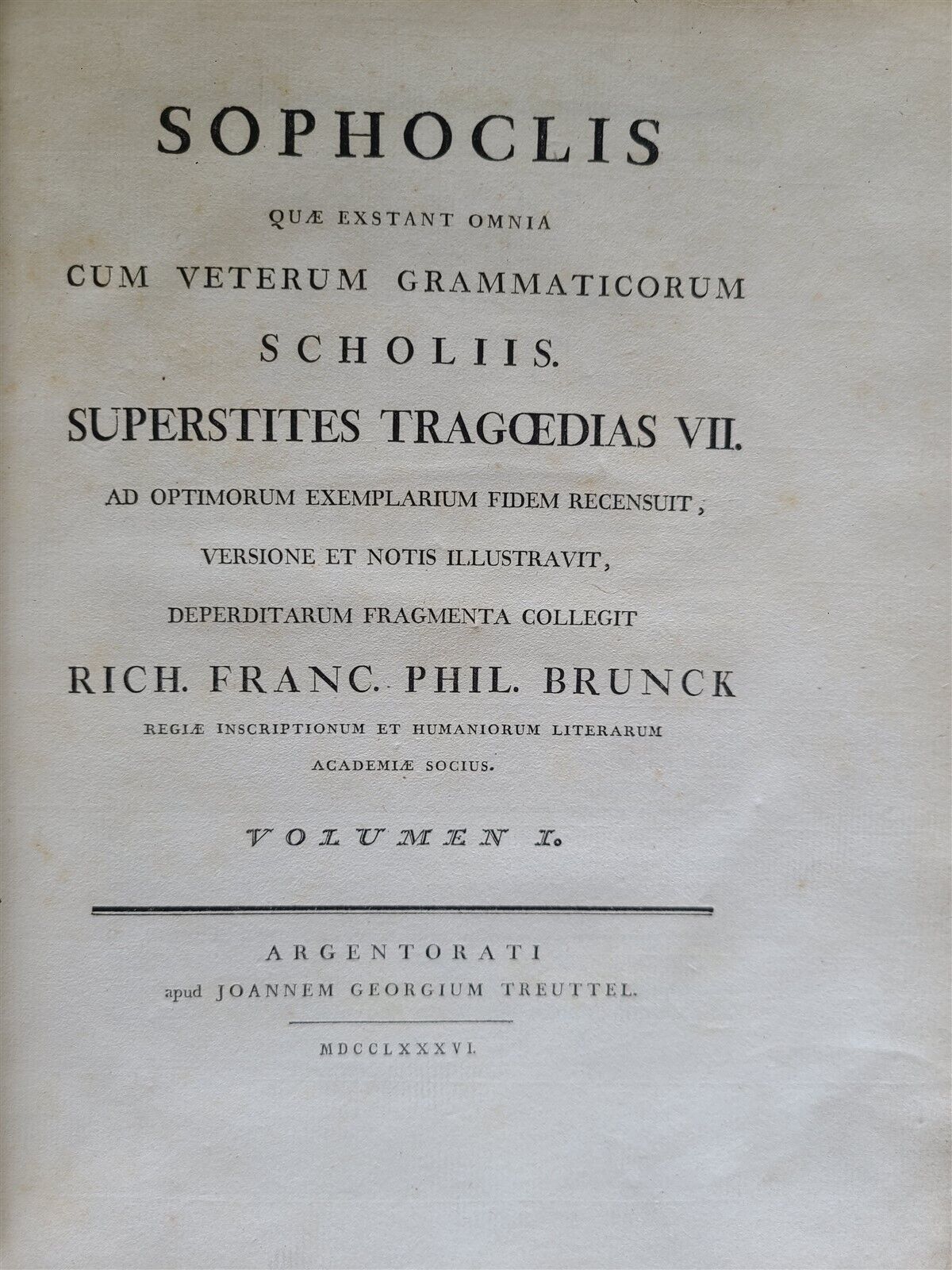 1786 SOPHOCLES TRAGEDIES 2 VOLUMES antique LATIN & GREEK TEXT