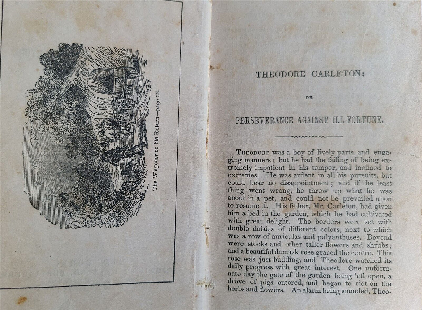 1856 CHILDREN'S BOOK PERSEVERANCE AGAINST ILL-FORTUNE antique AMERICANA rare