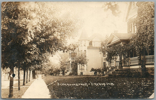 VIROQUE WI JEFFERSON STREET ANTIQUE REAL PHOTO POSTCARD RPPC