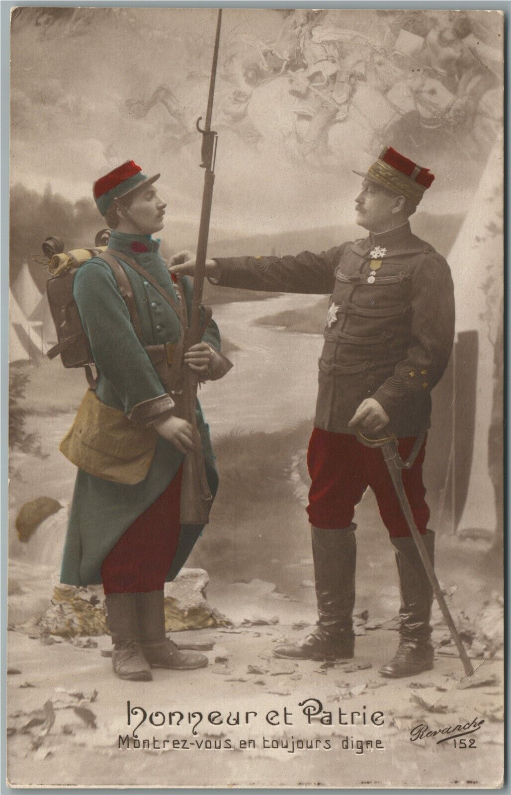 FRENCH SOLDIERS WWI ANTIQUE REAL PHOTO POSTCARD RPPC