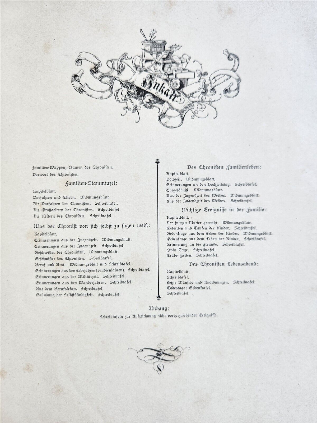 1890 FAMILY CHRONICLE w/ AMAZING BLIND-STAMPED LEATHER BINDING antique