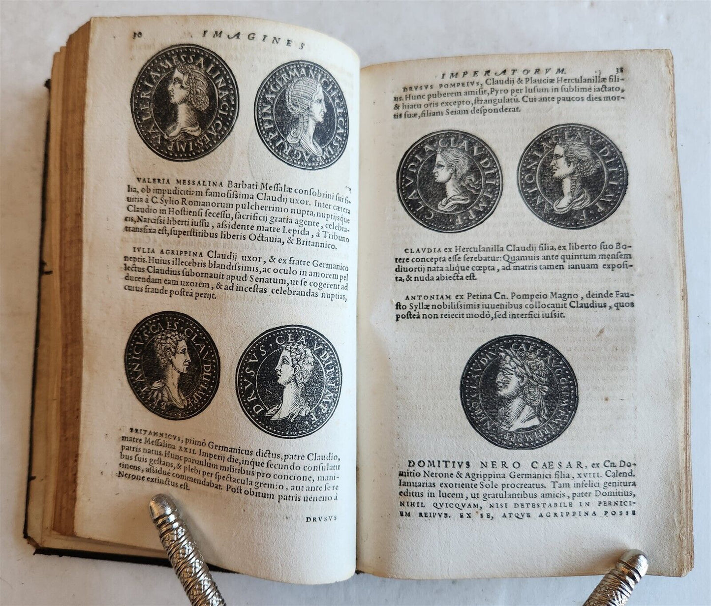 1557 NUMISMATICS antique ILLUSTRATED w/ 400 WOODCUTS Roman & German coins