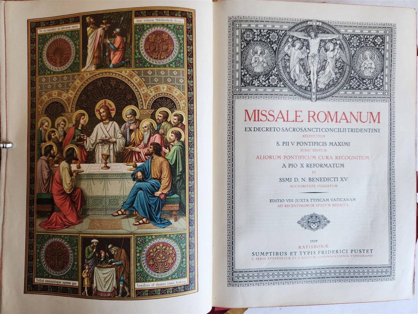 1929 MISSALE ROMANUM antique MASSIVE FOLIO FINE LEATHER BINDING