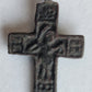 RUSSIAN BRONZE 18th CENTURY antique NECK CROSS icon ST.NIKITA SLAYING DEVIL rare