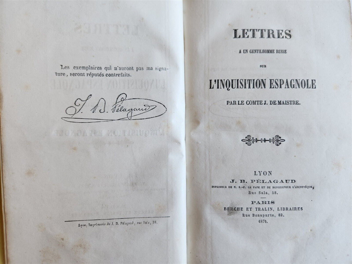 1874 LETTERS to RUSSIAN GENTLEMAN on SPANISH INQUISITION antique