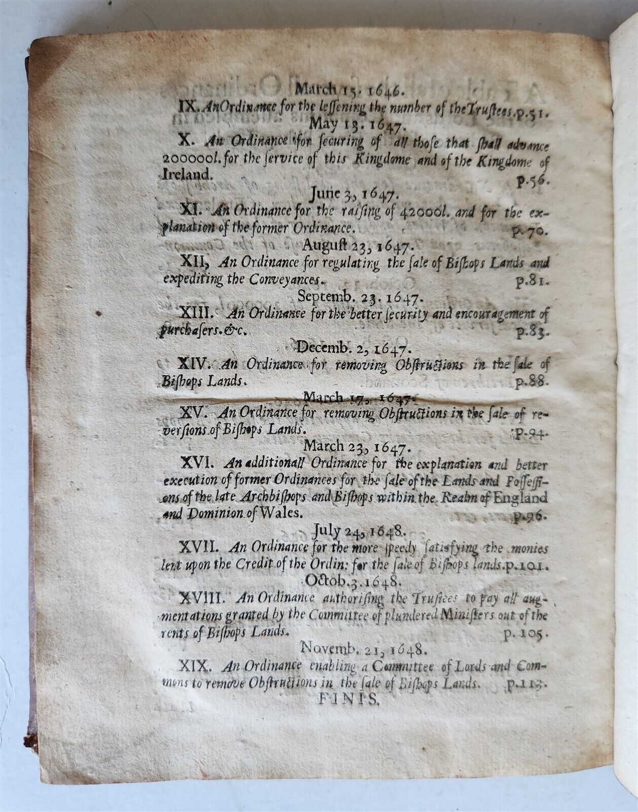 1648 ORDINANCES of the LORDS & COMMONS in PARLIAMENT antique in ENGLISH