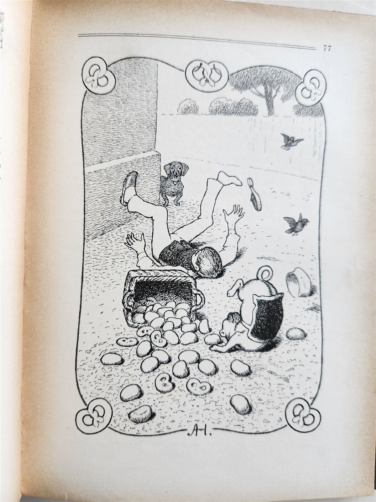 1900s ILLUSTRATED GERMAN CHILDREN BOOK antique FAIRYTALE LAND OF ANIMALS