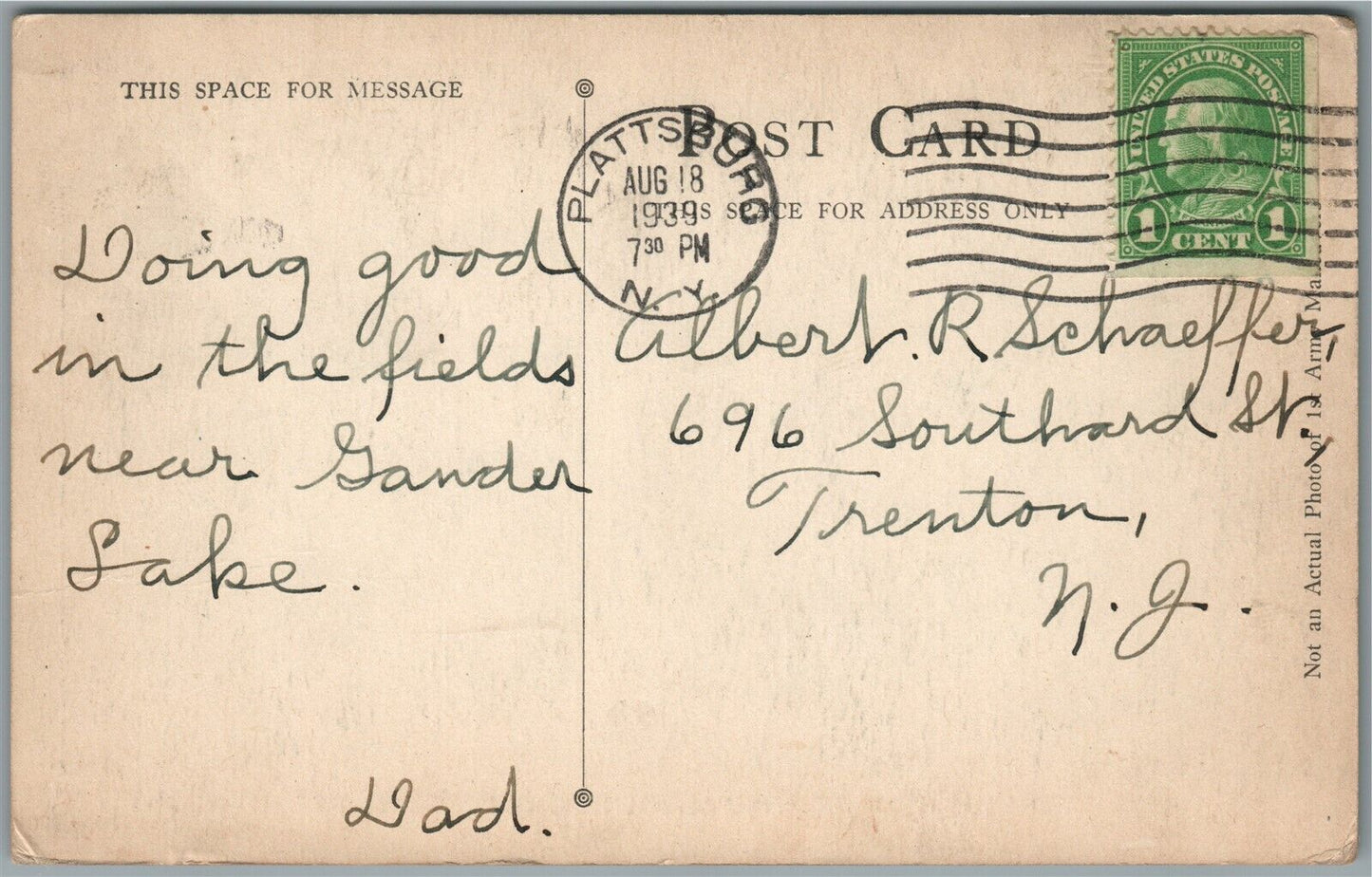 PLATTSBURG NY US ARMY MILITARY MANEUVERES WWII ERA ANTIQUE POSTCARD