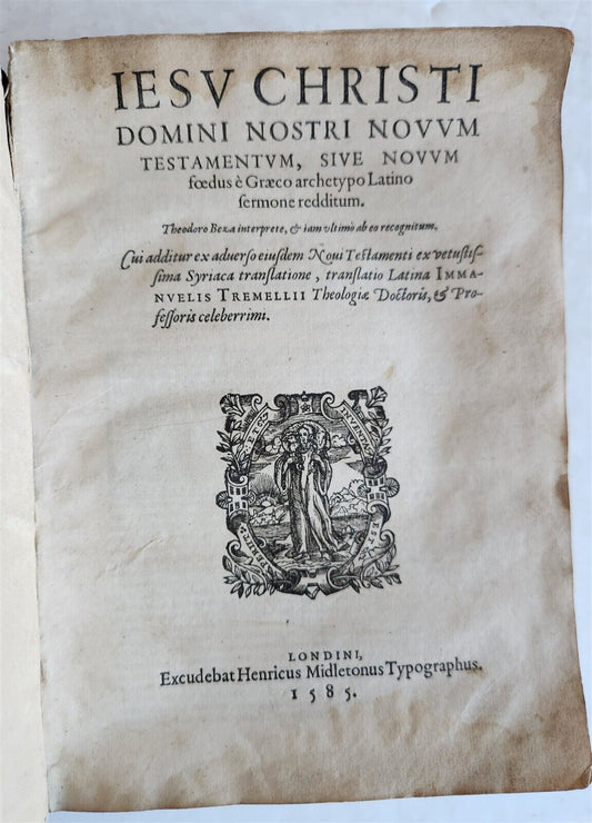 1585 BIBLE in LATIN printed in LONDON antique VELLUM 16th CENTURY NEW TESTAMENT