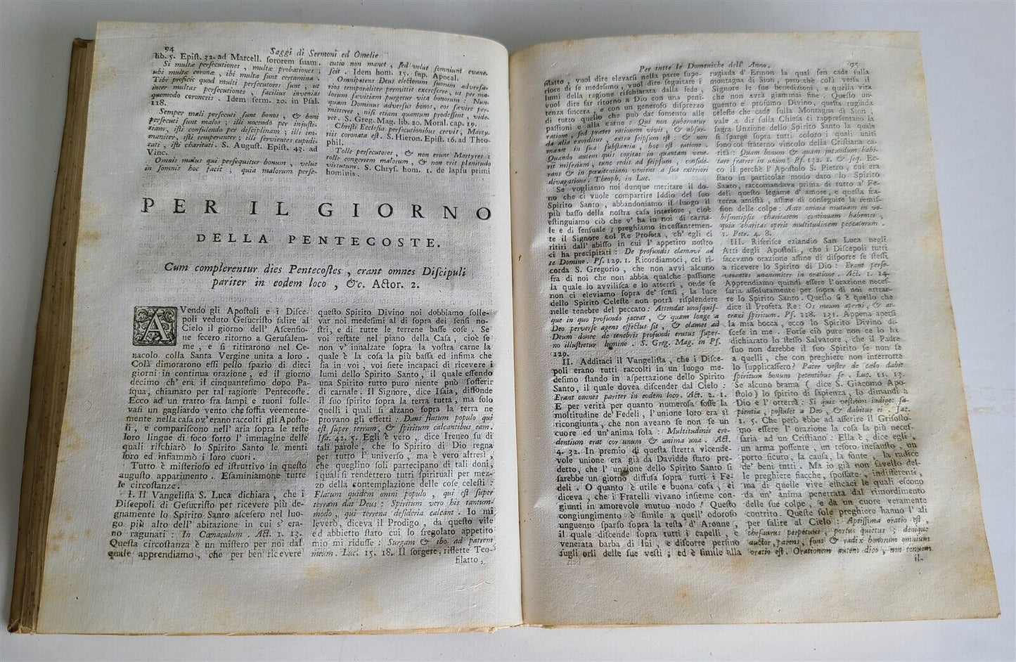 1761 SERMONS by Sig. Abbate di Breteville in ITALIAN antique VELLUM BINDING