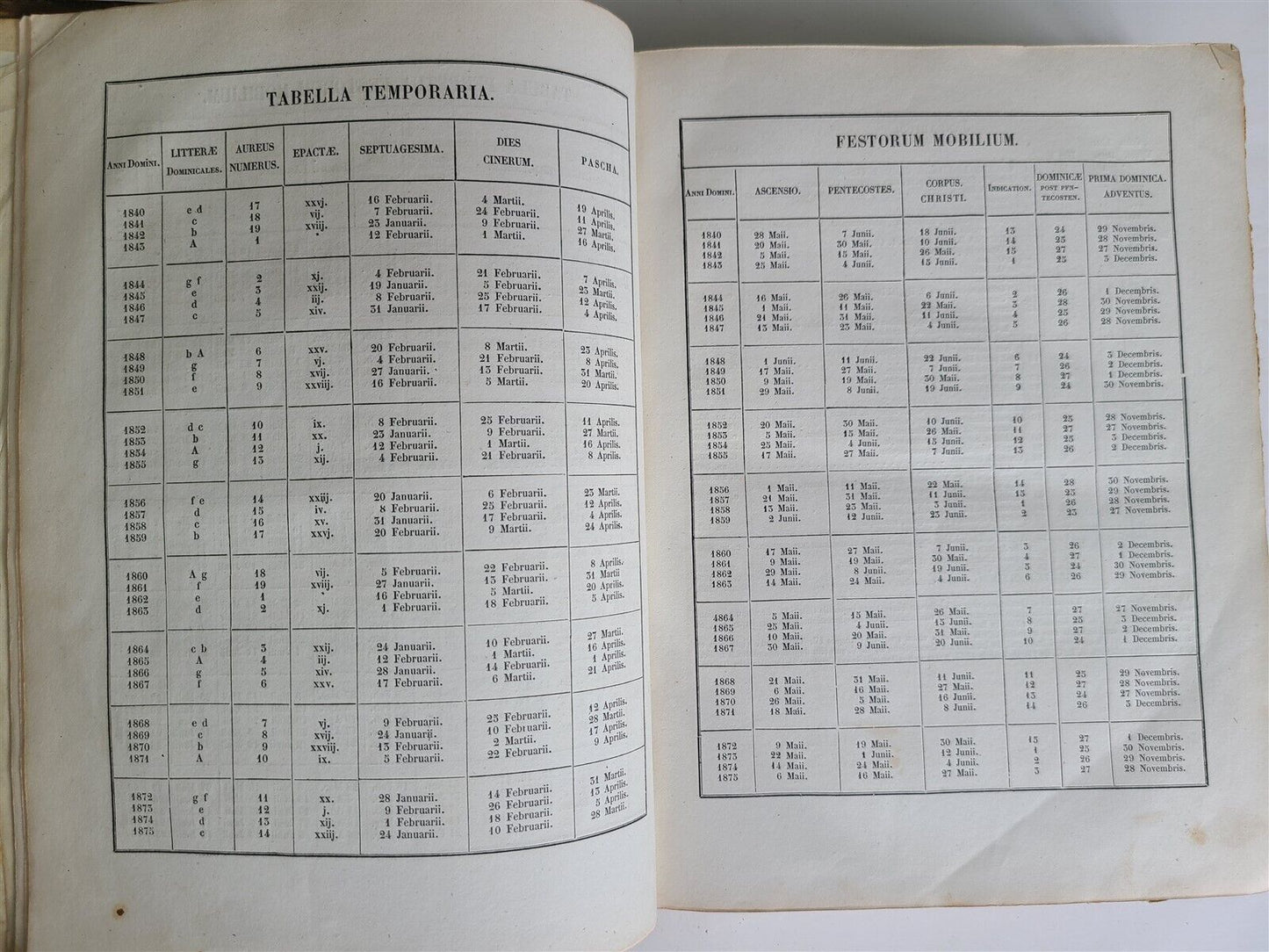 1842 MANUALE CHORI seu VESPERALE ROMANUM antique FOLIO