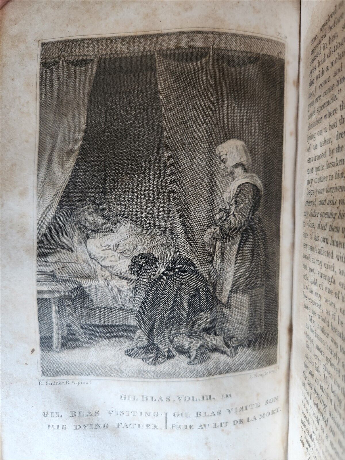 1844 ADVENTURES OF GIL BLAS antique EARLY AMERICAN BINDING HARTFORD ILLUSTRATED