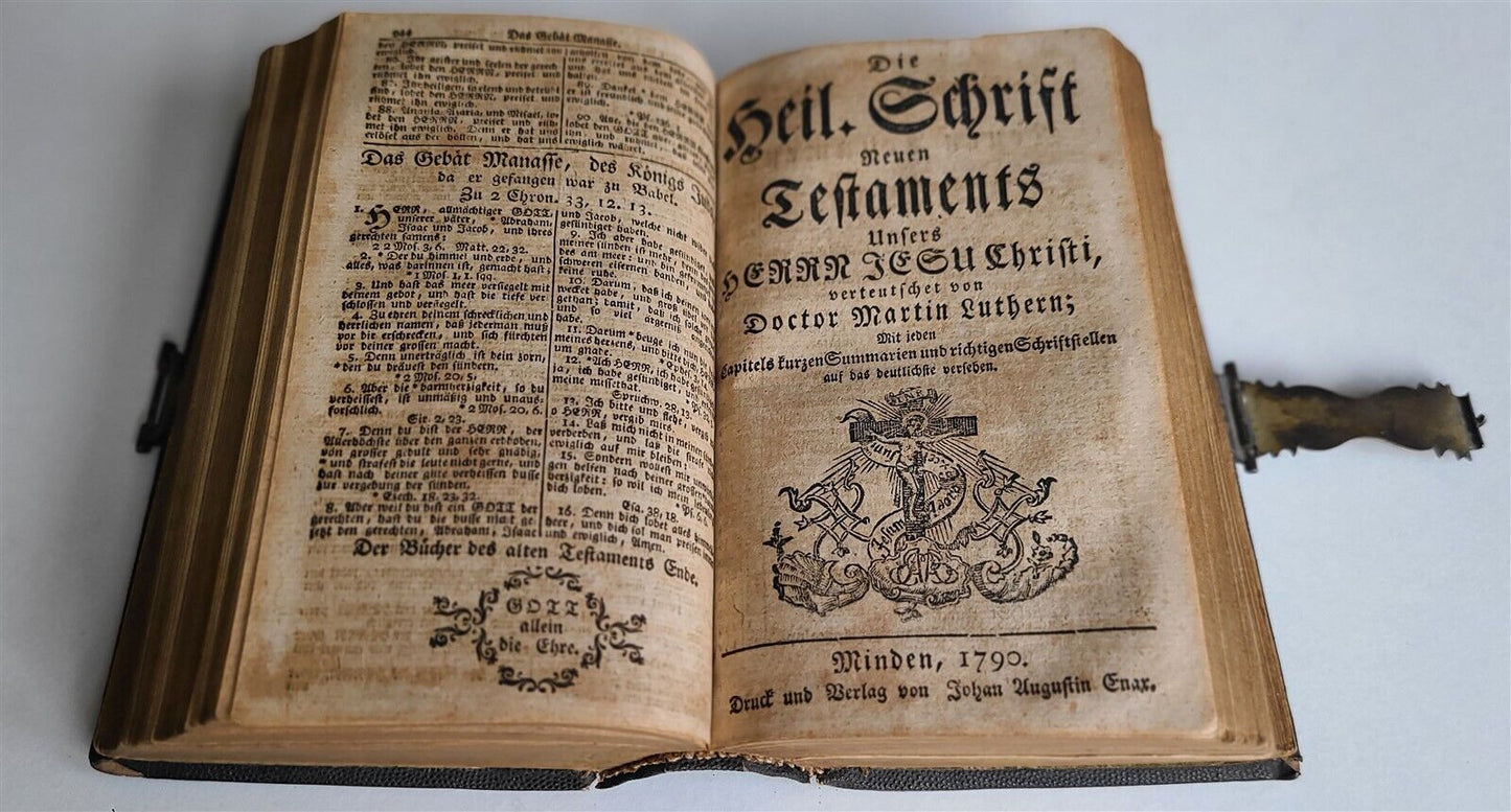 1790 BIBLE in GERMAN antique w/ SILVER CLASP