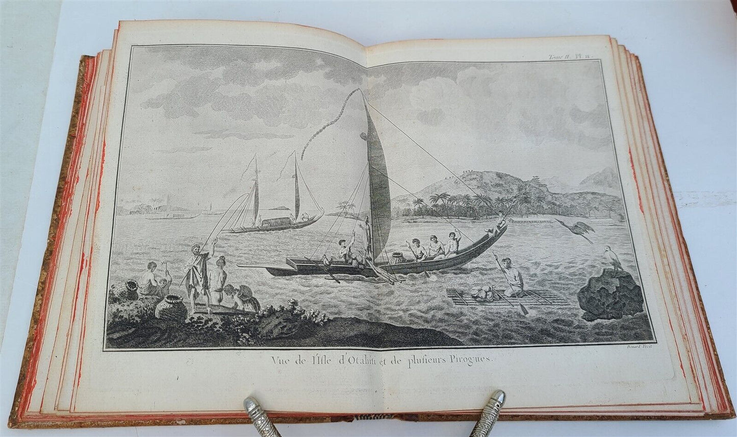 1774 VOYAGES of CAPTAIN COOK 4 vols plus ILLUSTRATED ATLAS antique in FRENCH