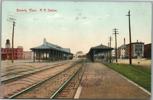 BEVERLY MA RAILROAD STATION RAILWAY DEPOT ANTIQUE POSTCARD