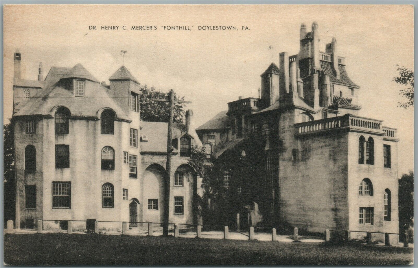 DOYLESTOWN PA Dr. HENRY MERCER'S FONTHILL ANTIQUE POSTCARD